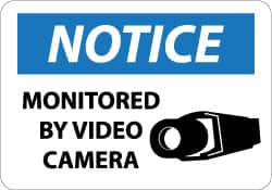 NMC - "Notice - Monitored by Video Camera", 10" Long x 14" Wide, Aluminum Safety Sign - Rectangle, 0.04" Thick, Use for Security & Admittance - Benchmark Tooling