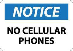 NMC - "Notice - No Cellular Phones", 10" Long x 14" Wide, Aluminum Safety Sign - Rectangle, 0.04" Thick, Use for Security & Admittance - Benchmark Tooling