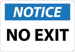 NMC - Notice - No Exit, Plastic Exit Sign - 14" Wide x 10" High - Benchmark Tooling
