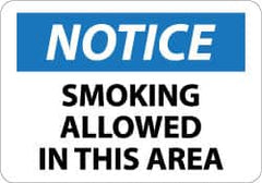 NMC - "Notice - Smoking Allowed in This Area", 10" Long x 14" Wide, Aluminum Safety Sign - Rectangle, 0.04" Thick, Use for Security & Admittance - Benchmark Tooling