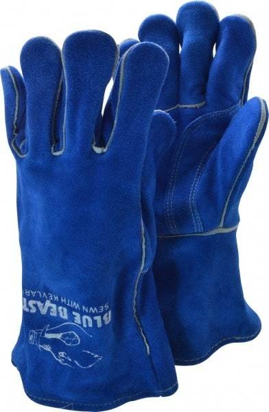 MCR Safety - Size XL Cotton/Foam Lined Cowhide Welding Glove - 13" OAL, Wing Thumb, Thumb Strap, For General Welding - Benchmark Tooling