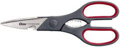 Clauss - 3" LOC, 8-1/4" OAL Titanium Standard Shears - Ambidextrous, 1 Blade Serrated, Plastic Straight Handle, For General Purpose Use - Benchmark Tooling