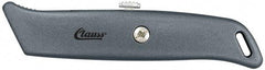 Clauss - Retractable Utility Knife - 2-1/4" Blade, Gray Steel Handle, 1 Blade Included - Benchmark Tooling