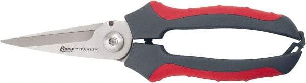 Clauss - 2-1/2" Length of Cut, Straight Pattern Multi-Purpose Snip - 8" OAL, Comfort Grip Handle - Benchmark Tooling