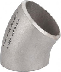 Merit Brass - 3" Grade 304L Stainless Steel Pipe 45° Long Radius Elbow - Butt Weld x Butt Weld End Connections - Benchmark Tooling