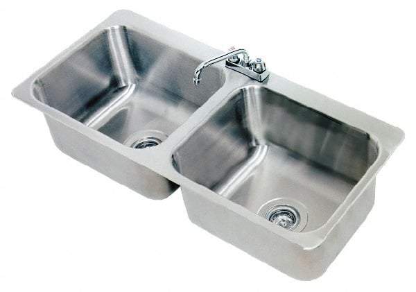 Advance Tabco - 20" Long x 16" Wide Inside, 2 Compartment, Stainless Steel Stainless Steel Drop In Sink - 18 Gauge, 45-1/2" Long x 20-1/2" Wide Outside, 8" Deep - Benchmark Tooling