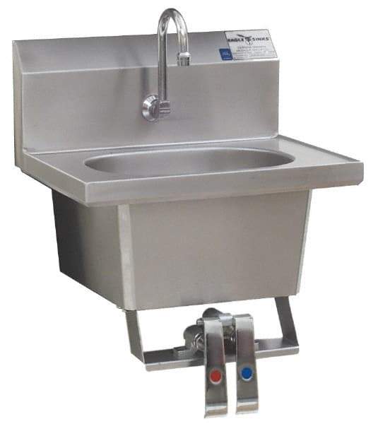 Eagle MHC - 13-1/2" Long x 9-3/4" Wide Inside, 1 Compartment, Stainless Steel Stainless Steel Hands Free Hand Sink - 20 Gauge, 18-7/8" Long x 14-3/4" Wide x 14-1/4" High Outside, 6-3/4" Deep - Benchmark Tooling