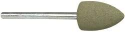 Cratex - 1/2" Max Diam x 3/4" Thick, Shape Code B42, Rubberized Point - Fine Grade, Aluminum Oxide, Mounted - Benchmark Tooling