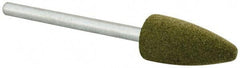 Cratex - 3/8" Max Diam x 3/4" Thick, Shape Code B52, Rubberized Point - Fine Grade, Aluminum Oxide, Mounted - Benchmark Tooling