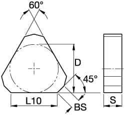 Kennametal - TNJN43 Grade KY3500 Ceramic Milling Insert - Uncoated, 3/16" Thick, 1/2" Inscribed Circle - Benchmark Tooling
