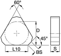 Kennametal - TNJN43 Grade KY3500 Ceramic Milling Insert - Uncoated, 3/16" Thick, 1/2" Inscribed Circle - Benchmark Tooling