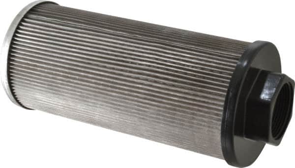 Flow Ezy Filters - 100 Mesh, 114 LPM, 30 GPM, 4.3" Diam, Female Suction Strainer without Bypass - 1-1/2 Port NPT, 9.8" Long - Benchmark Tooling