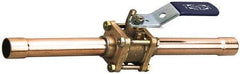 NIBCO - 2" Pipe, Full Port, Bronze Oxygen Service Ball Valve - 3 Piece, Inline - One Way Flow, Tube O.D. x Tube O.D. Ends, Lever Handle, 600 WOG, 200 WSP - Benchmark Tooling