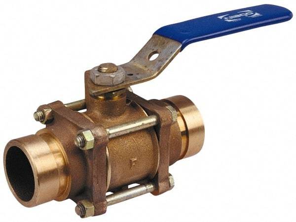 NIBCO - 2" Pipe, Full Port, Carbon Steel Standard Ball Valve - 3 Piece, Inline - One Way Flow, Socket Weld x Socket Weld Ends, Locking Lever Handle, 1,000 WOG - Benchmark Tooling