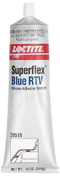 Loctite - 12 oz Tube Blue RTV Silicone Gasket Sealant - 500°F Max Operating Temp, 30 min Tack Free Dry Time, 24 hr Full Cure Time, Series 234 - Benchmark Tooling