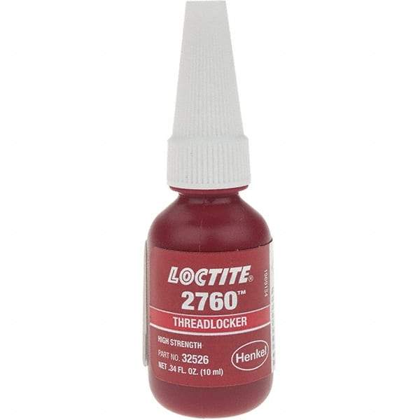 Loctite - 10 mL Bottle, Red, High Strength Liquid Threadlocker - Series 2760, 24 hr Full Cure Time - Benchmark Tooling