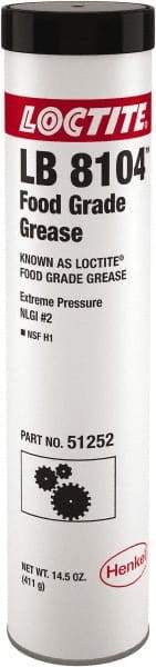 Loctite - 14.5 oz Cartridge Aluminum Complex Extreme Pressure Grease - White, Food Grade & Extreme Pressure, 450°F Max Temp, - Benchmark Tooling