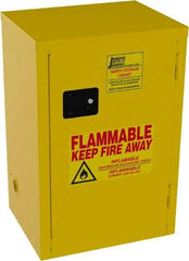 Jamco - 1 Door, 1 Shelf, Yellow Steel Space Saver Safety Cabinet for Flammable and Combustible Liquids - 35" High x 23" Wide x 18" Deep, Manual Closing Door, 3 Point Key Lock, 12 Gal Capacity - Benchmark Tooling