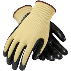 09-K1400/XS Gloves w/Kevlar Brand - G-Tek KEV - Yellow 10G Kevlar Shell - Black Nitrile Coat Smooth Grip - A2 - Benchmark Tooling