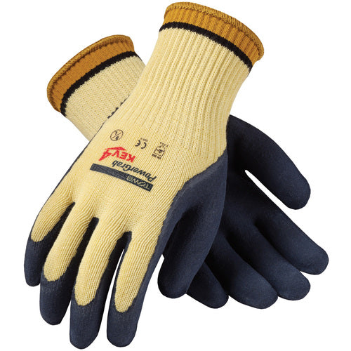 09-K1444/S Gloves w/Kevlar Brand - PowerGrab KEV4 - Yellow 10G Kevlar Shell - Latex MicroFinish Grip - A3-Pair