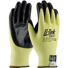 09-K1450/XXXL Gloves w/Kevlar Brand - G-Tek KEV - Kevlar/Lycra 13G Yellow Shell - Black Nitrile Smooth Grip