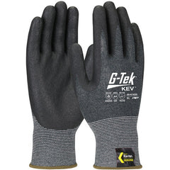 09-K1630/L Gloves w/Kevlar Brand - G-Tek KEV - Kevlar Engineered Yarn - Gray 13 Gauge - Nitrile Foam - ANSI A4 - Exact Industrial Supply