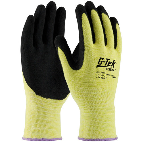 09-K1660/S Gloves w/Kevlar Brand - G-Tek KEV - Yellow 13G Kevlar Shell - Nitrile MicroSurface Grip - A2 - Exact Industrial Supply