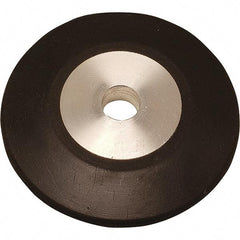 Dynabrade - 4" Diam x 1/2" Wide Contact Wheel - 1/4" Arbor Hole, Radiused, 70 Duro Rubber Face - Benchmark Tooling