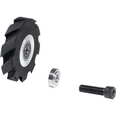 Dynabrade - 2" Diam x 1/2" Wide Contact Wheel Assembly - 1/4" Arbor Hole, Crowned, 90 Duro Urethane Face - Benchmark Tooling
