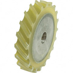 Dynabrade - 4" Diam x 5/8" Wide Contact Wheel - 1/4" Arbor Hole, Scoop, 90 Duro Urethane Face - Benchmark Tooling