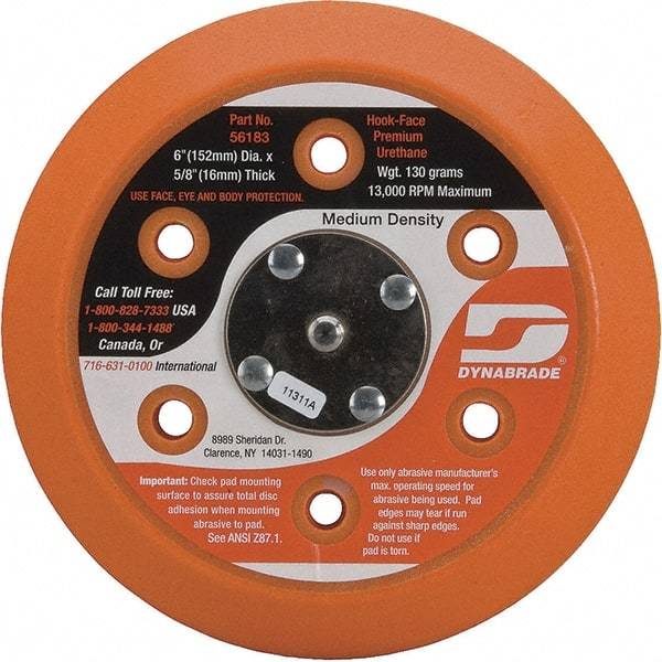 Dynabrade - 6" Diam Disc Backing Vacuum Replacement Pad - Medium Density, 13,000 RPM - Benchmark Tooling