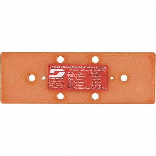 Dynabrade - 8 x 2-3/4" Rectangular Adhesive/PSA Backing Pad - Dynaline Compatible, Screw Attachment, Vacuum Pad, 3/8" Thick, Medium Density - Benchmark Tooling
