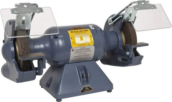 Baldor - 7" Wheel Diam x 1" Wheel Width, 1/2 hp Grinder - 5/8" Arbor Hole Diam, 1 Phase, 3,600 Max RPM, 115/230 Volts - Benchmark Tooling