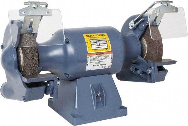 Baldor - 8" Wheel Diam x 1" Wheel Width, 3/4 hp Grinder - 3/4" Arbor Hole Diam, 1 Phase, 1,800 Max RPM, 115/230 Volts - Benchmark Tooling