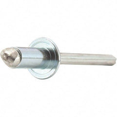 STANLEY Engineered Fastening - Size 4 Dome Head Stainless Steel Open End Blind Rivet - Stainless Steel Mandrel, 0.313" to 3/8" Grip, 1/8" Head Diam, 0.129" to 0.133" Hole Diam, 0.077" Body Diam - Benchmark Tooling