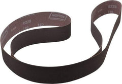 Norton - 2" Wide x 72" OAL, 120 Grit, Aluminum Oxide Abrasive Belt - Aluminum Oxide, Fine, Coated, X Weighted Cloth Backing, Series R228 - Benchmark Tooling