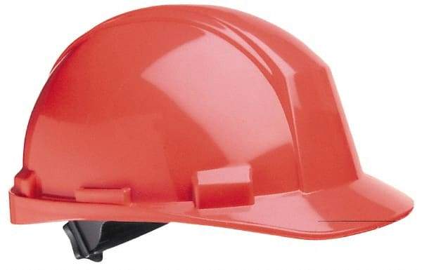 North - ANSI Type II, Class E Rated, 4-Point, Ratchet Adjustment Hard Hat - One Size Fits Most, Orange, Standard Brim - Benchmark Tooling