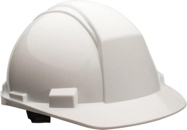 North - ANSI Type II, Class E Rated, 4-Point, Ratchet Adjustment Hard Hat - Size 6-1/2 to 8, White, Standard Brim - Benchmark Tooling