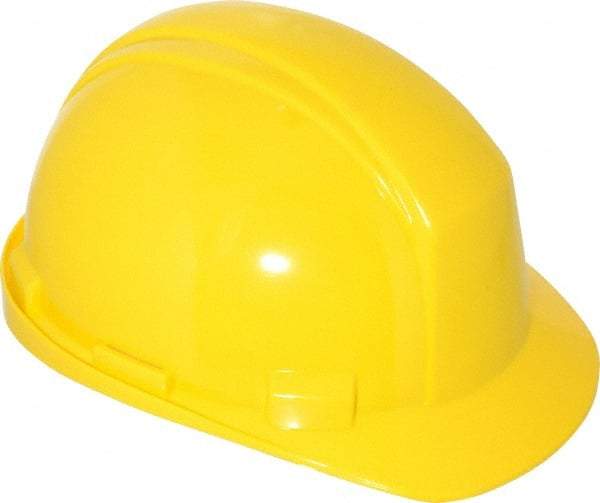 North - ANSI Type II, Class E Rated, 4-Point, Ratchet Adjustment Hard Hat - One Size Fits Most, Yellow, Standard Brim - Benchmark Tooling