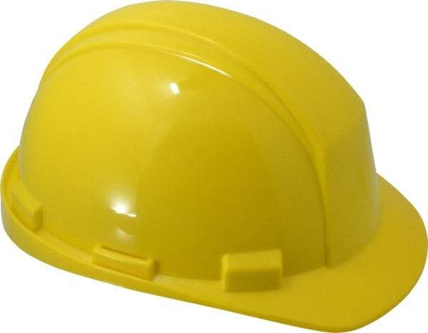 North - ANSI Type II, Class E Rated, 4-Point, Pin Lock Adjustment Hard Hat - Size 6-1/2 to 8, Yellow, Standard Brim - Benchmark Tooling