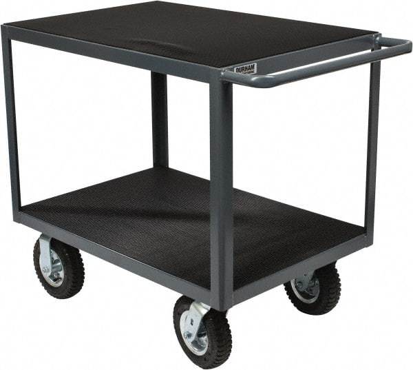 Durham - 1,200 Lb Capacity, 24" Wide x 36" Long x 34" High Instrument Cart - 2 Shelf, Steel, Full Pneumatic Casters - Benchmark Tooling