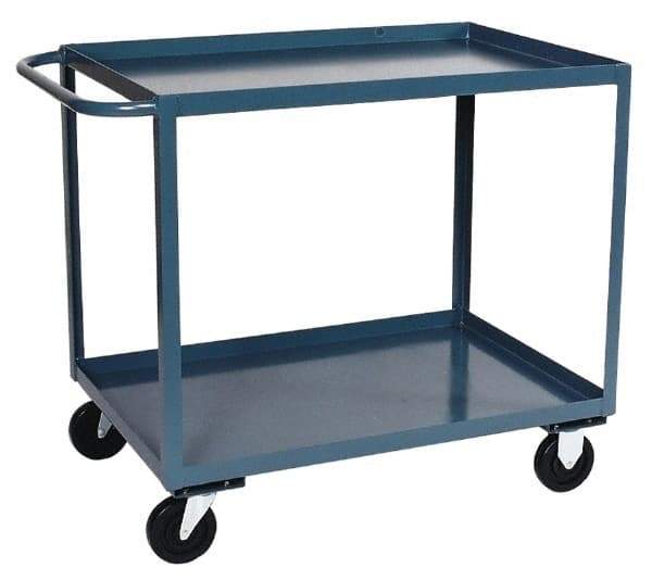 Durham - 1,200 Lb Capacity, 30" Wide x 60" Long x 37-3/4" High Service Cart - 2 Shelf, Steel, Hard Rubber Casters - Benchmark Tooling