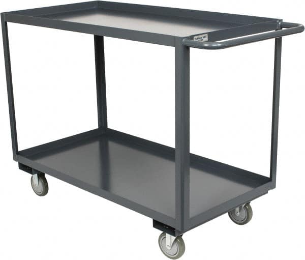 Durham - 1,200 Lb Capacity, 24" Wide x 48" Long x 37-3/4" High Service Cart - 2 Shelf, Steel, Hard Rubber Casters - Benchmark Tooling