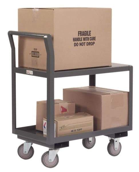 Durham - 1,200 Lb Capacity, 18-1/4" Wide x 33" Long x 37-1/2" High Service Cart - 2 Shelf, Steel, Hard Rubber Casters - Benchmark Tooling