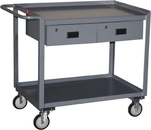 Jamco - 1,200 Lb Capacity, 30" Wide x 36" Long x 34" High Tool Cart - 2 Shelf, Steel, Hard Rubber Casters - Benchmark Tooling
