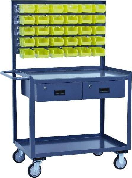 Jamco - Durable Utility Carts with Rack Mobile Workbench and Louvered Panel - Steel, Gray, 30" Long x 36" Deep x 62" High - Benchmark Tooling