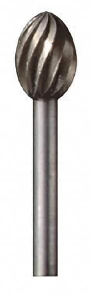 Dremel - 5/16" Cut Diam, 1/8" Shank Diam, Egg Head Single Cut Burr - High Speed Steel, Point End - Benchmark Tooling