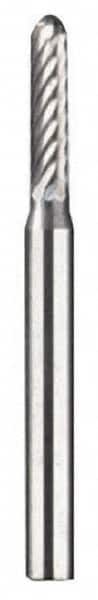 Dremel - 3/32" Cut Diam, 1/8" Shank Diam, Cylinder with Radius Head Single Cut Burr - Carbide, Radius End, 3/32" LOC - Benchmark Tooling