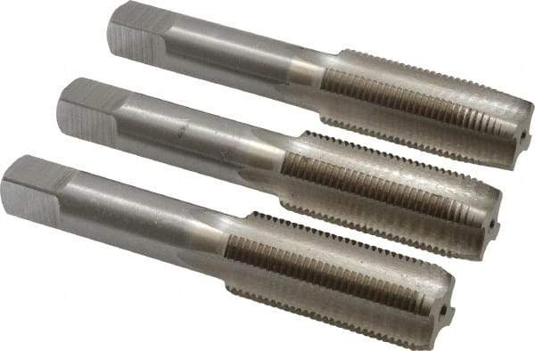 Interstate - M18x1.50 Metric Fine, 4 Flute, Bottoming, Plug & Taper, Bright Finish, High Speed Steel Tap Set - Right Hand Cut, 4-1/32" OAL, 1-13/16" Thread Length - Benchmark Tooling