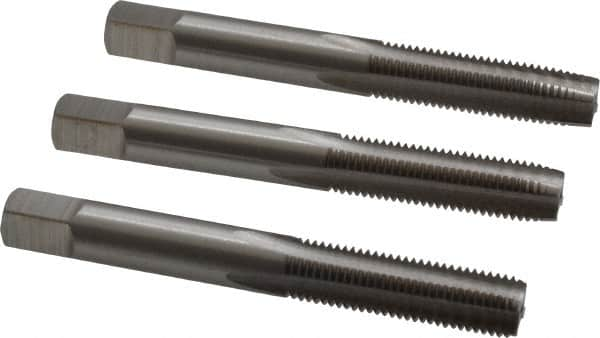 Interstate - M8x1.00 Metric Fine, 4 Flute, Bottoming, Plug & Taper, Bright Finish, High Speed Steel Tap Set - Right Hand Cut, 2-23/32" OAL, 1-1/8" Thread Length - Benchmark Tooling